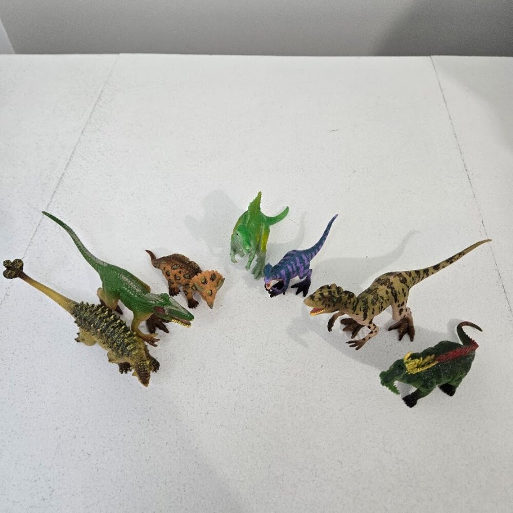 Dinosaurs Toy Figure Lot Of 7 Giganotosaurus Diceratops Baryonyx Allosaurus